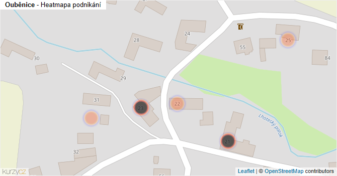 Ouběnice - mapa podnikání
