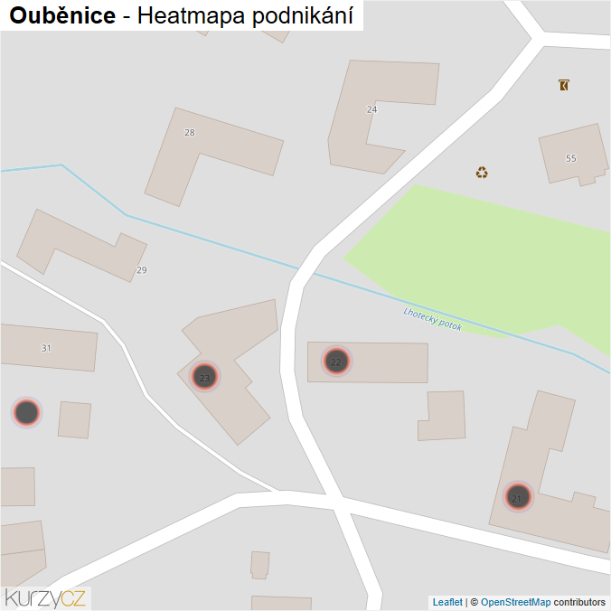 Mapa Ouběnice - Firmy v obci.