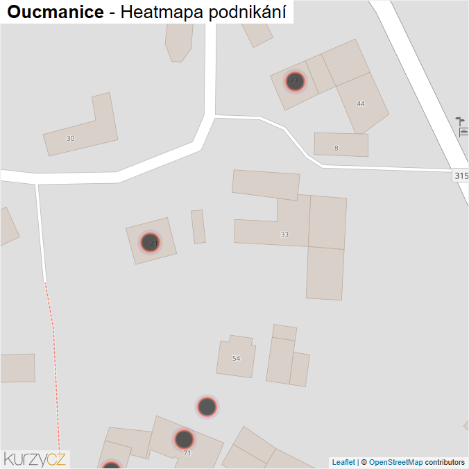 Mapa Oucmanice - Firmy v obci.