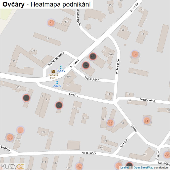 Mapa Ovčáry - Firmy v obci.