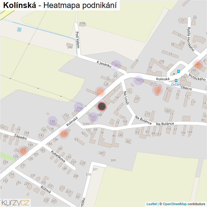 Mapa Kolínská - Firmy v ulici.