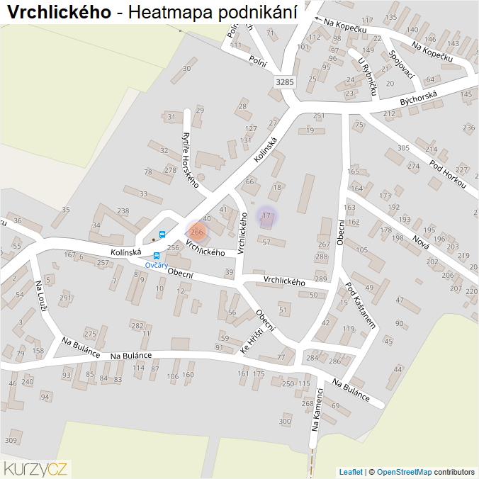Mapa Vrchlického - Firmy v ulici.