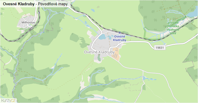 Ovesné Kladruby - záplavové mapy stoleté vody