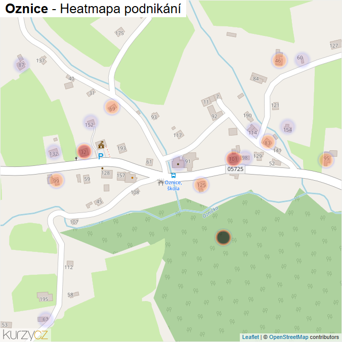 Mapa Oznice - Firmy v části obce.