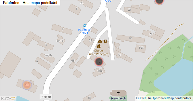 Paběnice - mapa podnikání