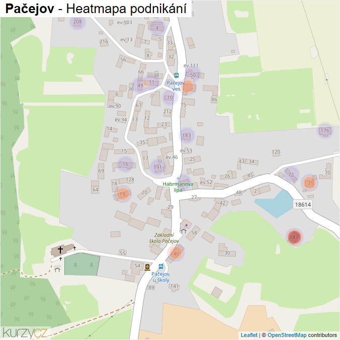 Mapa Pačejov - Firmy v části obce.
