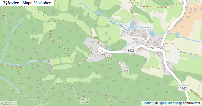 Týřovice - mapa části obce