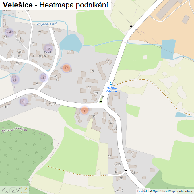 Mapa Velešice - Firmy v části obce.