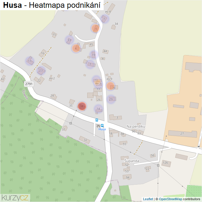 Mapa Husa - Firmy v části obce.