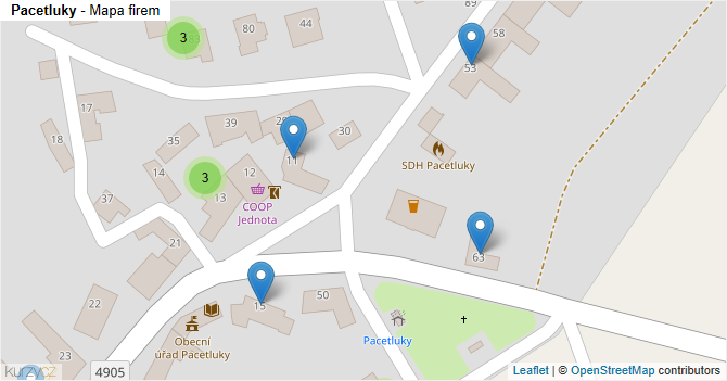 Pacetluky - mapa firem