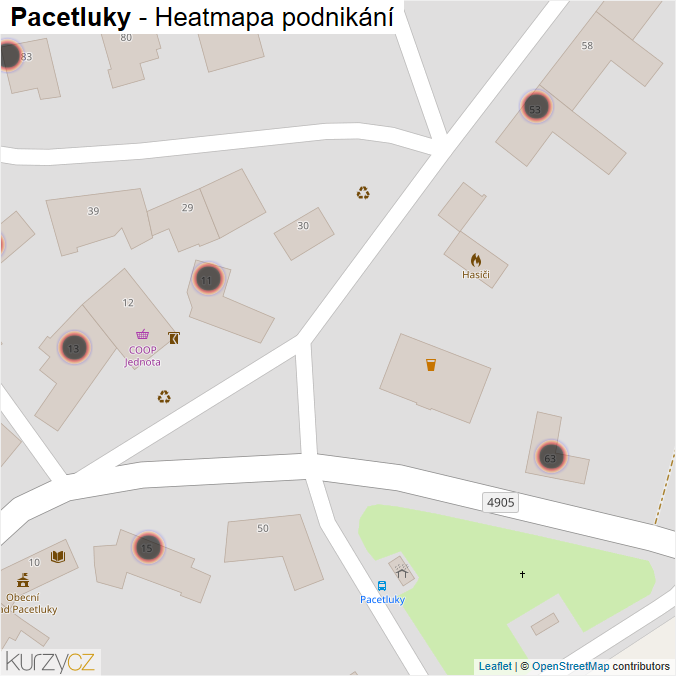 Mapa Pacetluky - Firmy v obci.