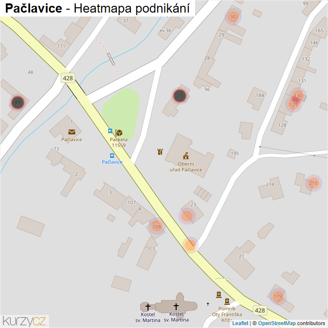 Mapa Pačlavice - Firmy v obci.