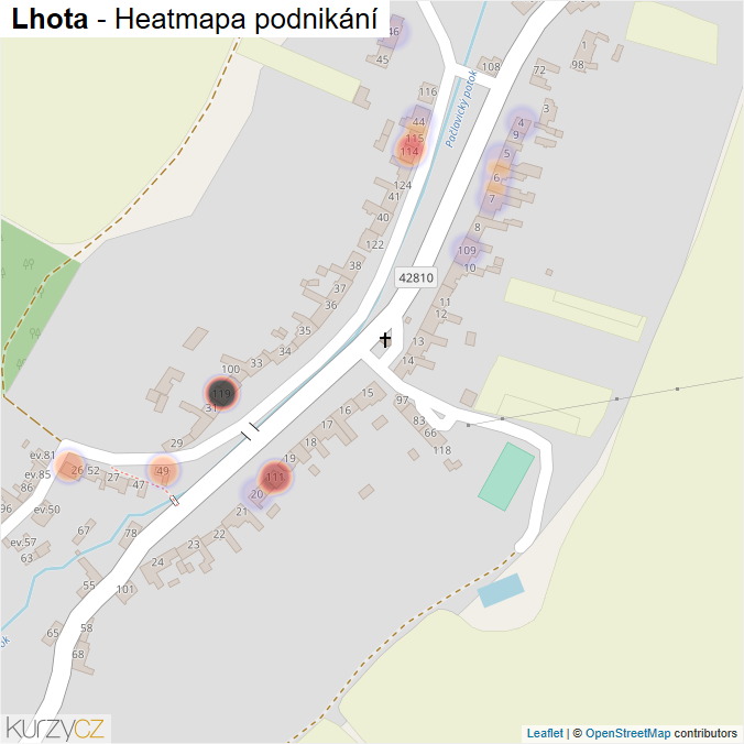 Mapa Lhota - Firmy v části obce.
