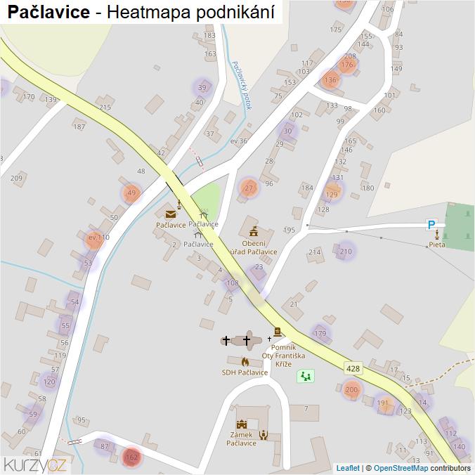 Mapa Pačlavice - Firmy v části obce.