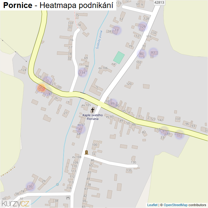 Mapa Pornice - Firmy v části obce.
