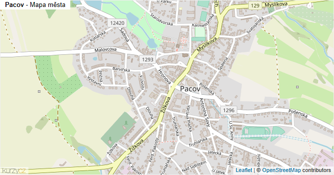 Pacov - mapa města