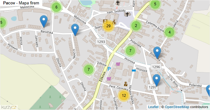 Pacov - mapa firem
