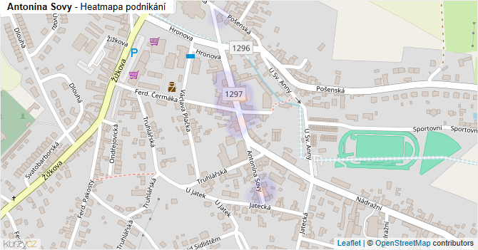 Antonína Sovy - mapa podnikání