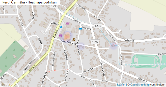 Ferd. Čermáka - mapa podnikání