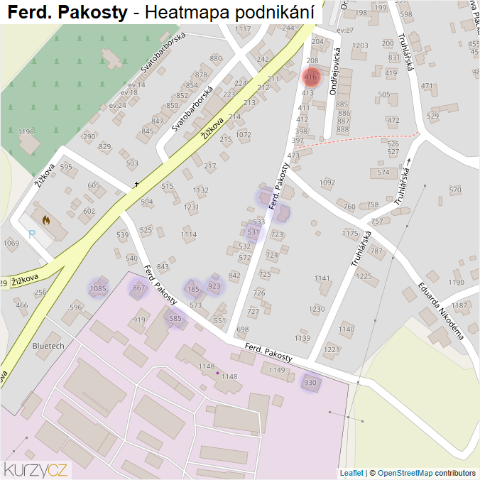 Mapa Ferd. Pakosty - Firmy v ulici.