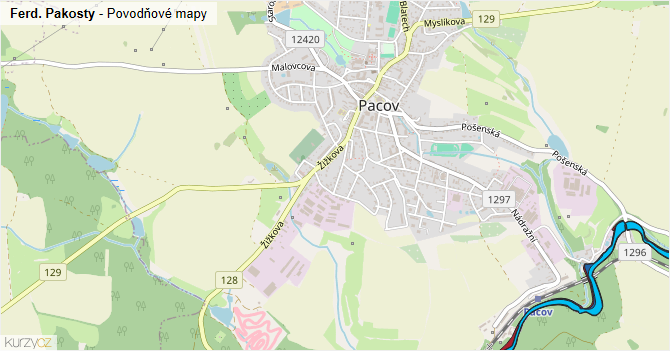 Ferd. Pakosty - záplavové mapy stoleté vody