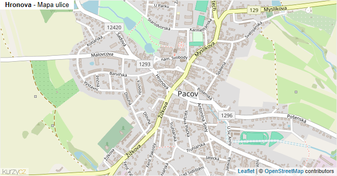Hronova - mapa ulice