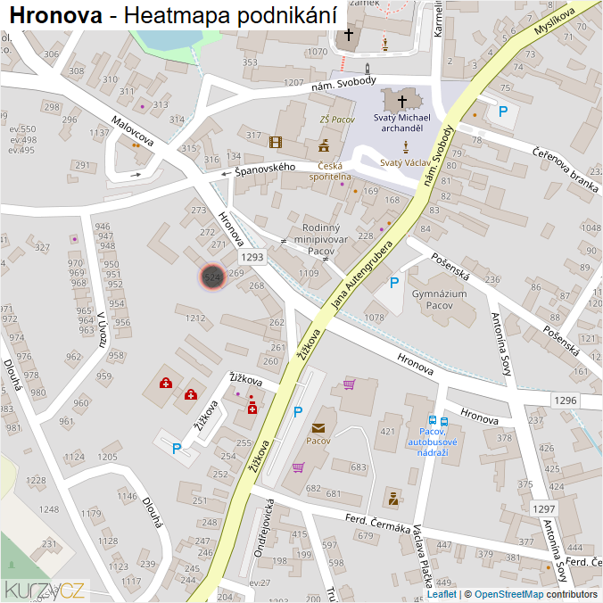 Mapa Hronova - Firmy v ulici.