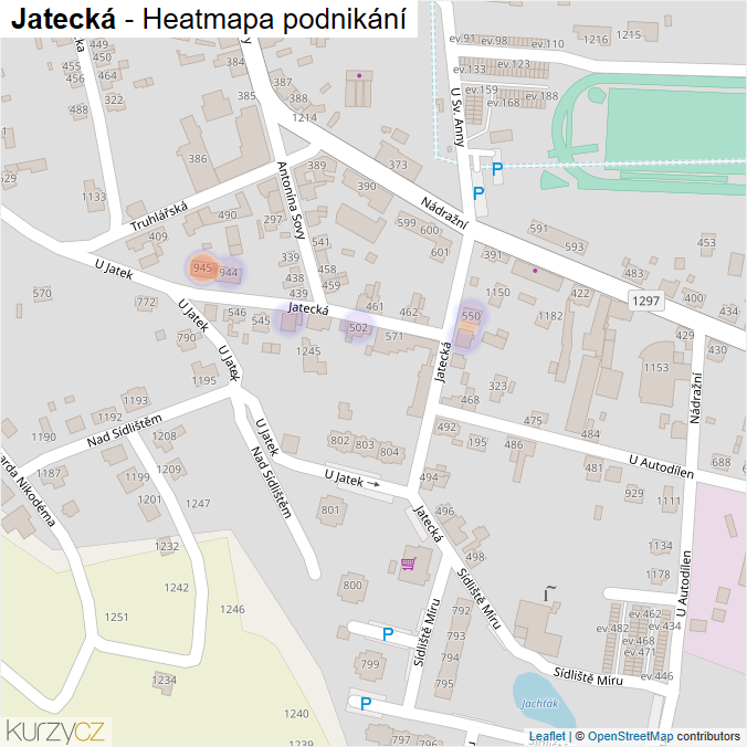 Mapa Jatecká - Firmy v ulici.