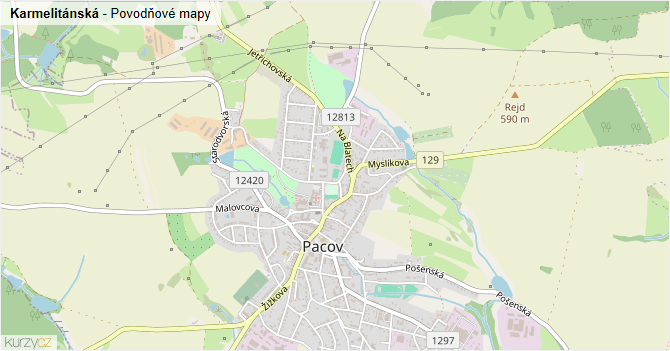 Karmelitánská - záplavové mapy stoleté vody