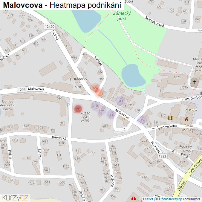Mapa Malovcova - Firmy v ulici.