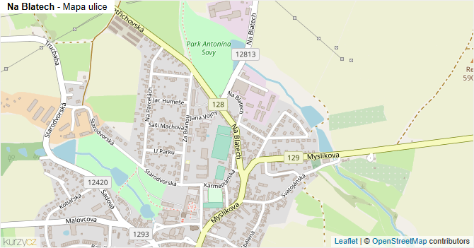 Na Blatech - mapa ulice