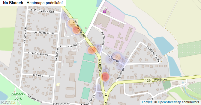 Na Blatech - mapa podnikání