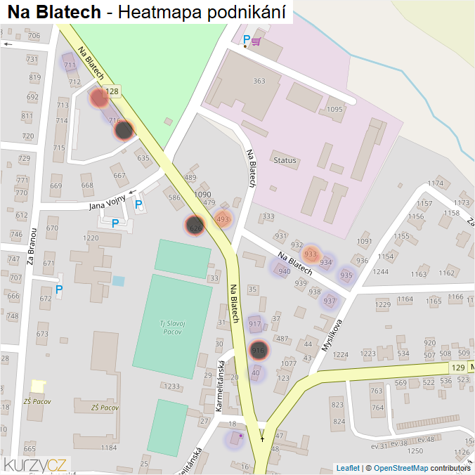 Mapa Na Blatech - Firmy v ulici.