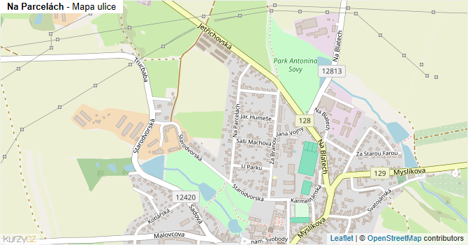 Na Parcelách - mapa ulice