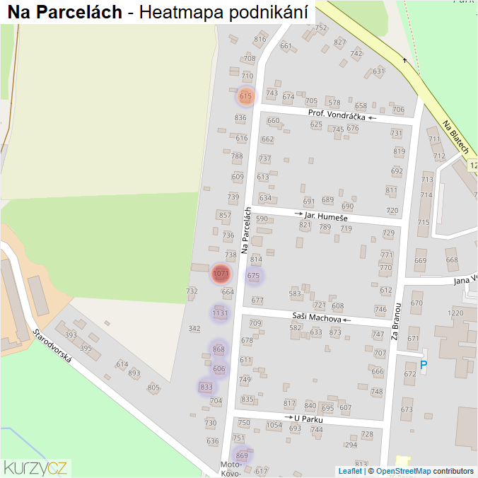 Mapa Na Parcelách - Firmy v ulici.