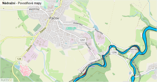 Nádražní - záplavové mapy stoleté vody