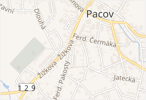 Ondřejovická v obci Pacov - mapa ulice