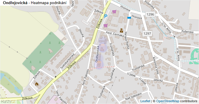 Ondřejovická - mapa podnikání