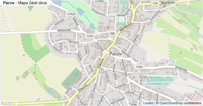 Pacov - mapa části obce