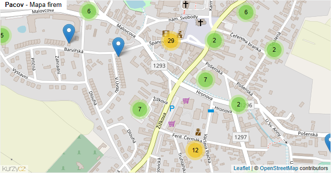 Pacov - mapa firem