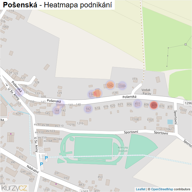 Mapa Pošenská - Firmy v ulici.