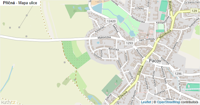 Příčná - mapa ulice