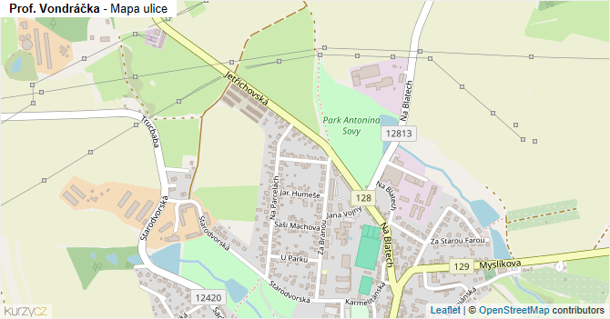 Prof. Vondráčka - mapa ulice