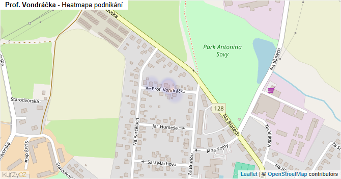Prof. Vondráčka - mapa podnikání