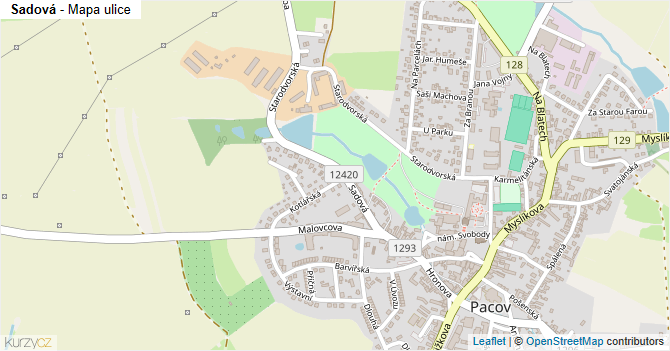 Sadová - mapa ulice