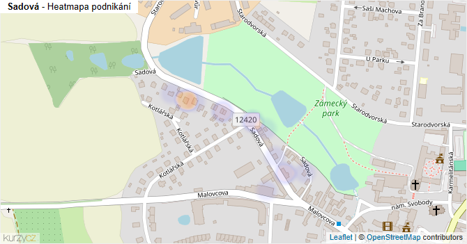 Sadová - mapa podnikání