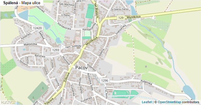Spálená - mapa ulice