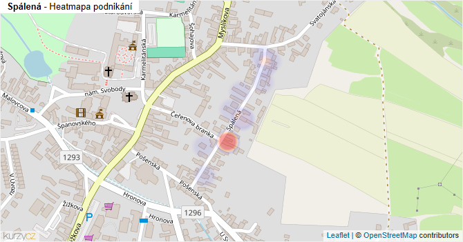 Spálená - mapa podnikání
