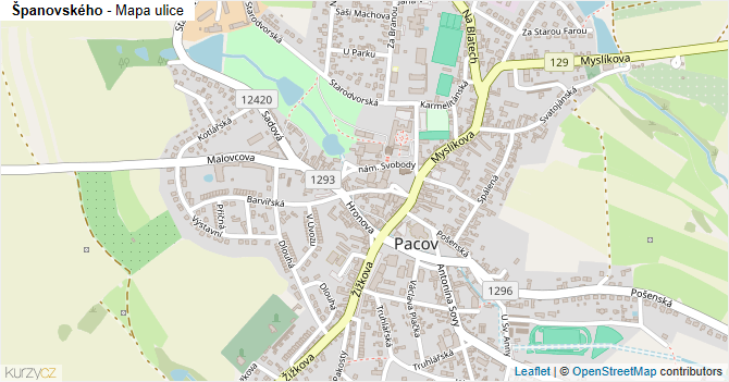 Španovského - mapa ulice