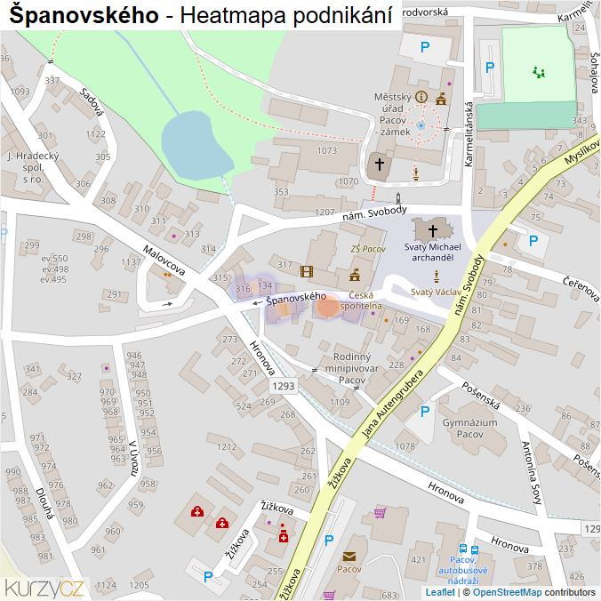 Mapa Španovského - Firmy v ulici.